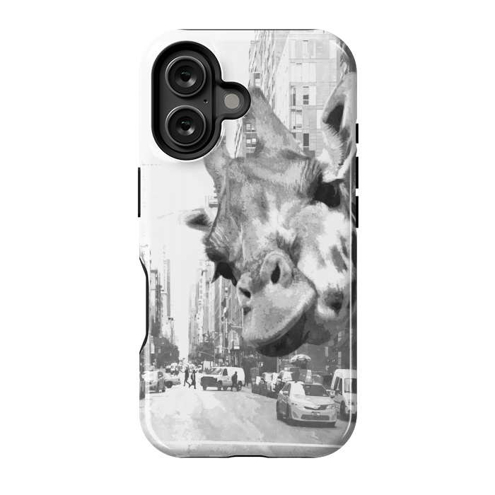 iPhone 16 StrongFit Black and White Selfie Giraffe in NYC by Alemi