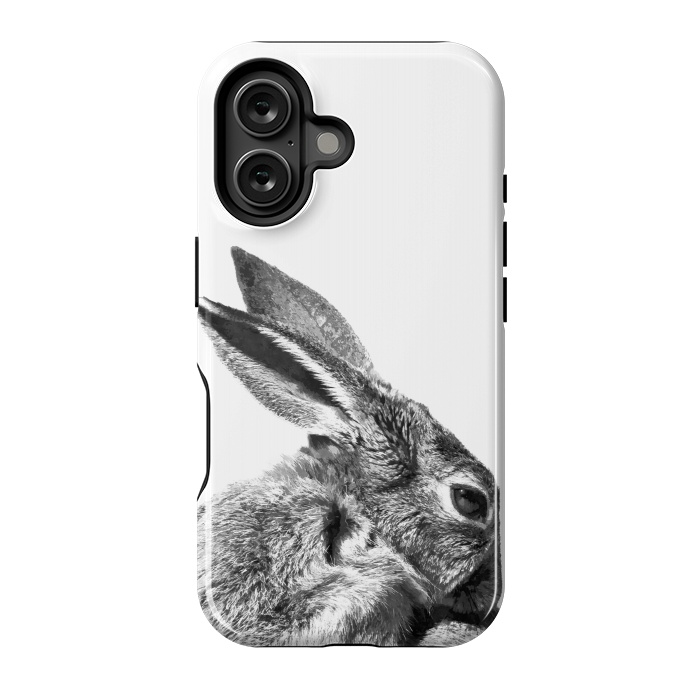 iPhone 16 StrongFit Black and White Rabbit by Alemi