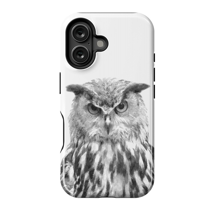 iPhone 16 StrongFit Black and White Owl by Alemi