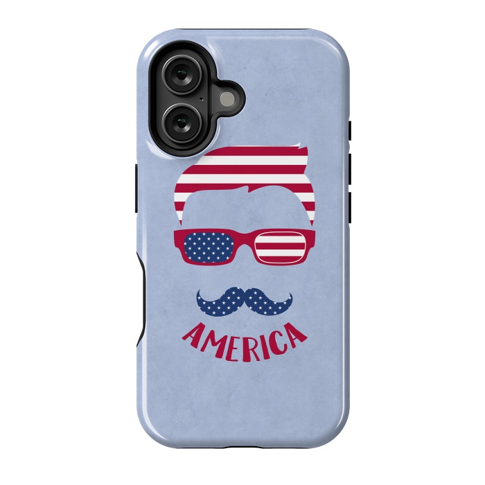 iPhone 16 StrongFit American Hipster Face 4th July by Andrea Haase