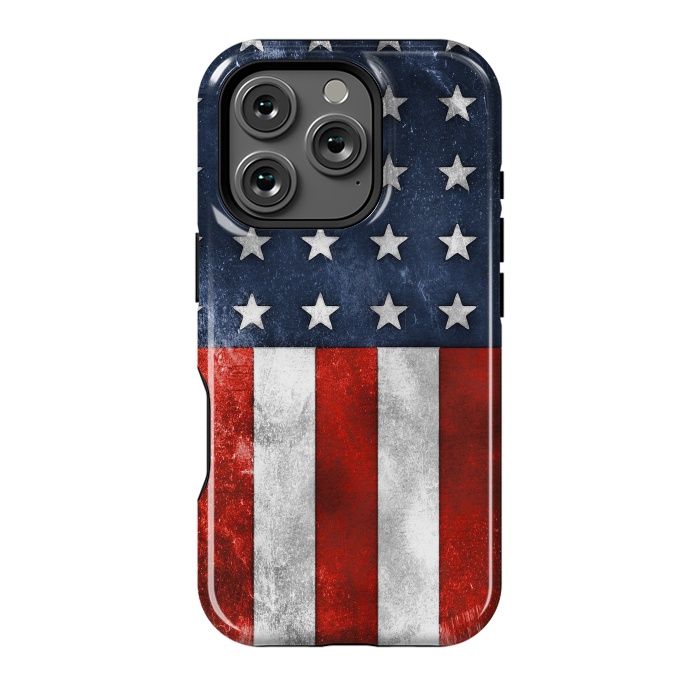 iPhone 16 Pro StrongFit Grunge Style American Flag by Andrea Haase