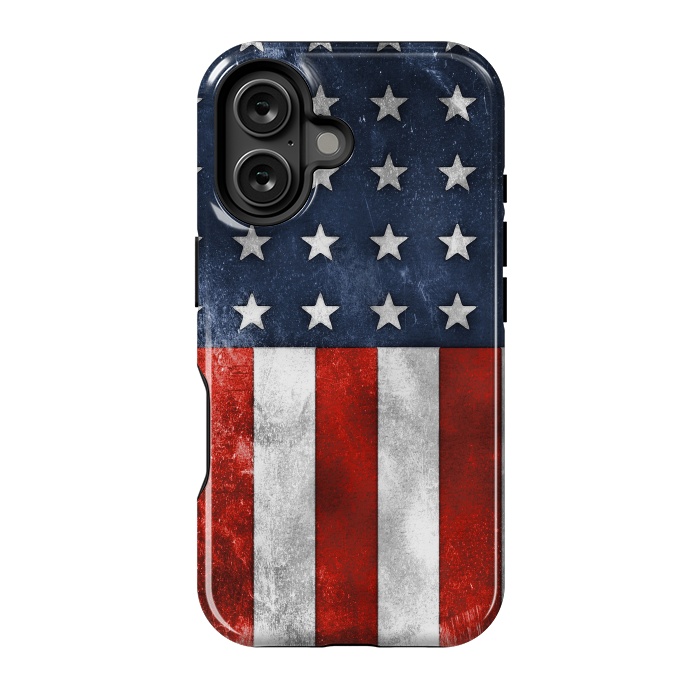 iPhone 16 StrongFit Grunge Style American Flag by Andrea Haase