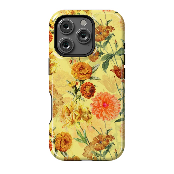 iPhone 16 Pro StrongFit Yellow vintage Flower Pattern by  Utart