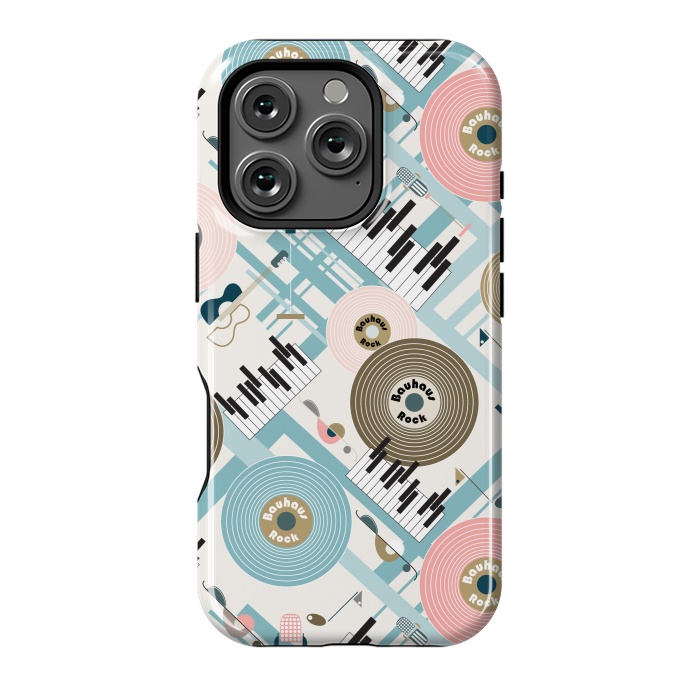 iPhone 16 Pro StrongFit Bauhaus Rock - Pink and Blue by Paula Ohreen