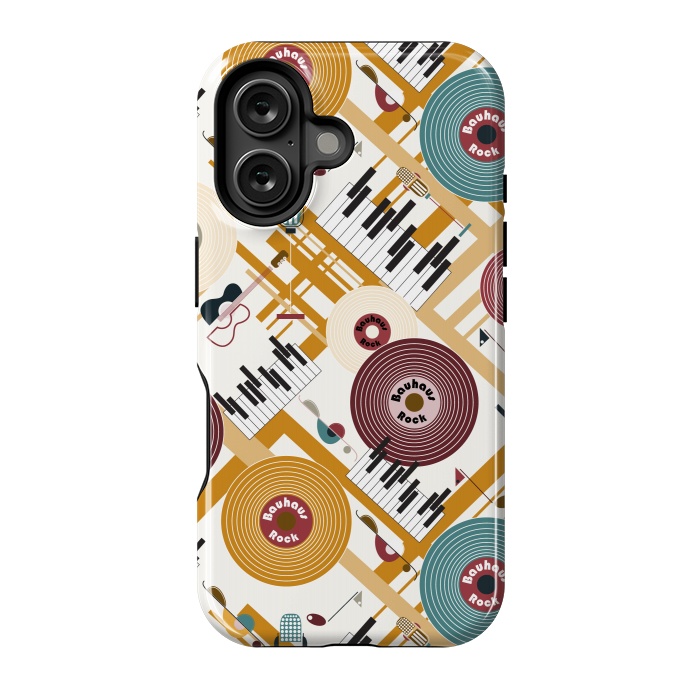 iPhone 16 StrongFit Bauhaus Rock - Mustard and Burgundy by Paula Ohreen