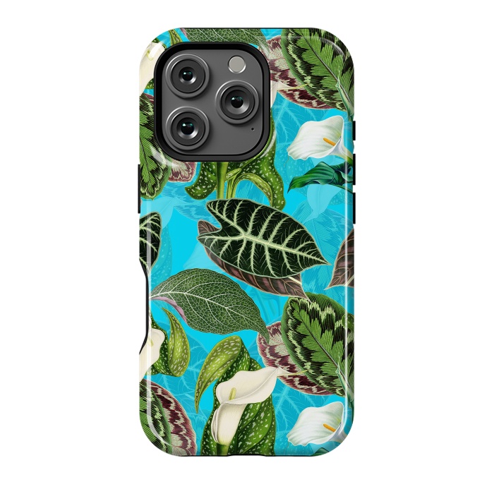 iPhone 16 Pro StrongFit Fresh tropical Flowers and Leaves Pattern by  Utart