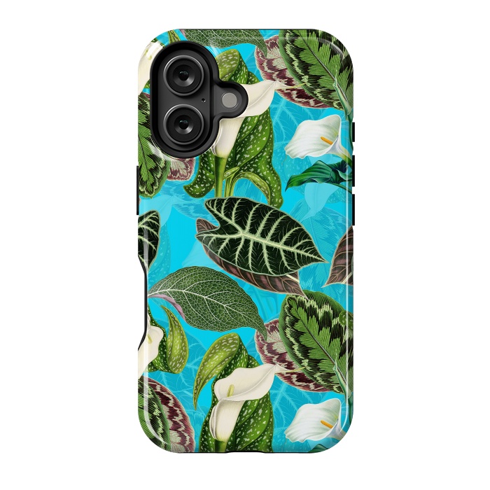 iPhone 16 StrongFit Fresh tropical Flowers and Leaves Pattern by  Utart