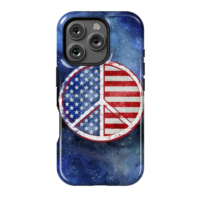 iPhone 16 Pro StrongFit Peace Sign Stars and Stripes USA Flag 2 by Andrea Haase