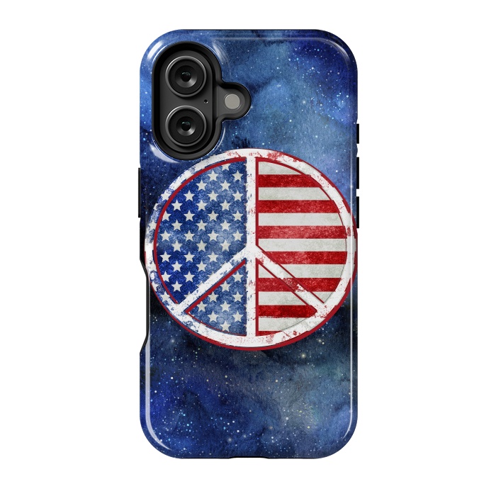 iPhone 16 StrongFit Peace Sign Stars and Stripes USA Flag 2 by Andrea Haase