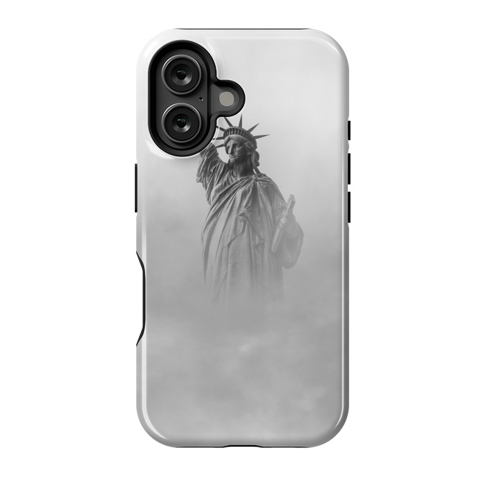 iPhone 16 StrongFit Statue Of Liberty Black And White by Andrea Haase