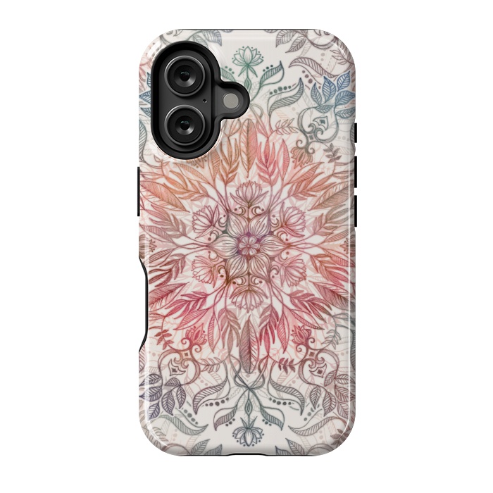 iPhone 16 StrongFit Autumn Spice Mandala in Coral and Cream by Micklyn Le Feuvre