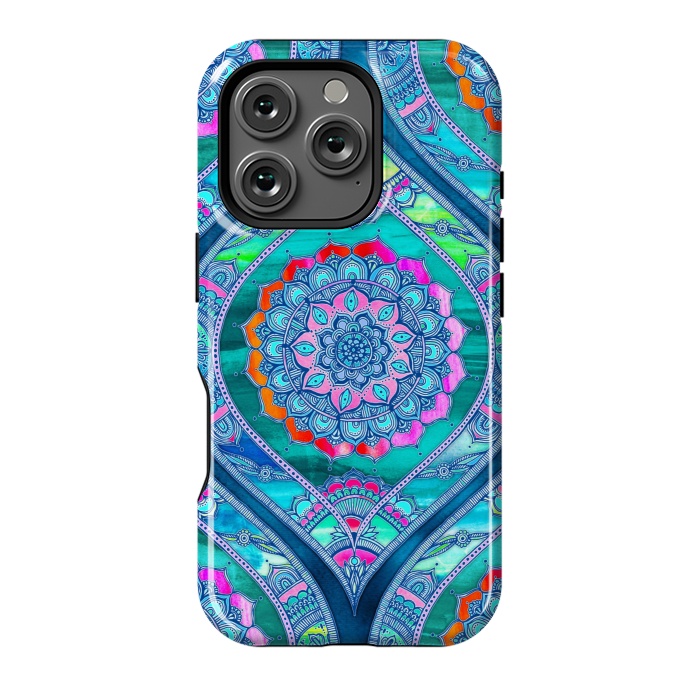 iPhone 16 Pro StrongFit Radiant Boho Color Play Mandala by Micklyn Le Feuvre