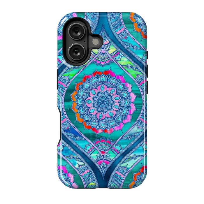 iPhone 16 StrongFit Radiant Boho Color Play Mandala by Micklyn Le Feuvre