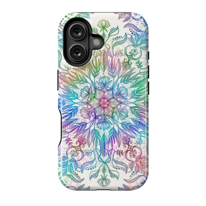 iPhone 16 StrongFit Nature Mandala in Rainbow Hues by Micklyn Le Feuvre