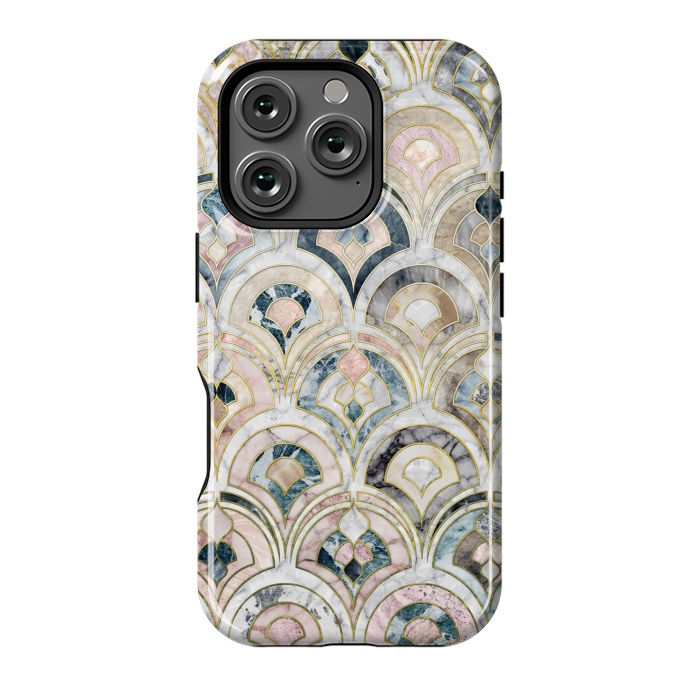 iPhone 16 Pro StrongFit Art Deco Marble Tiles in Soft Pastels by Micklyn Le Feuvre