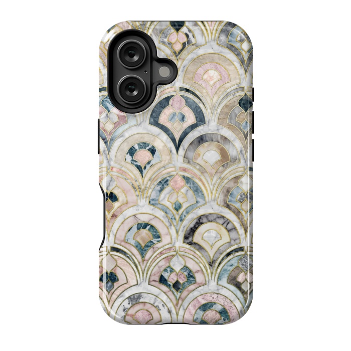 iPhone 16 StrongFit Art Deco Marble Tiles in Soft Pastels by Micklyn Le Feuvre