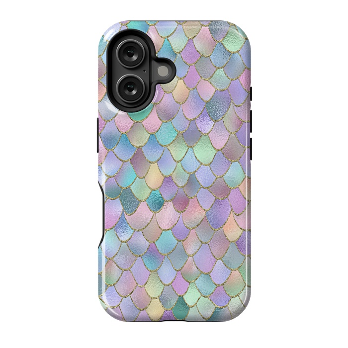 iPhone 16 StrongFit Lavender and Pink Wonky Mermaid Scales by  Utart