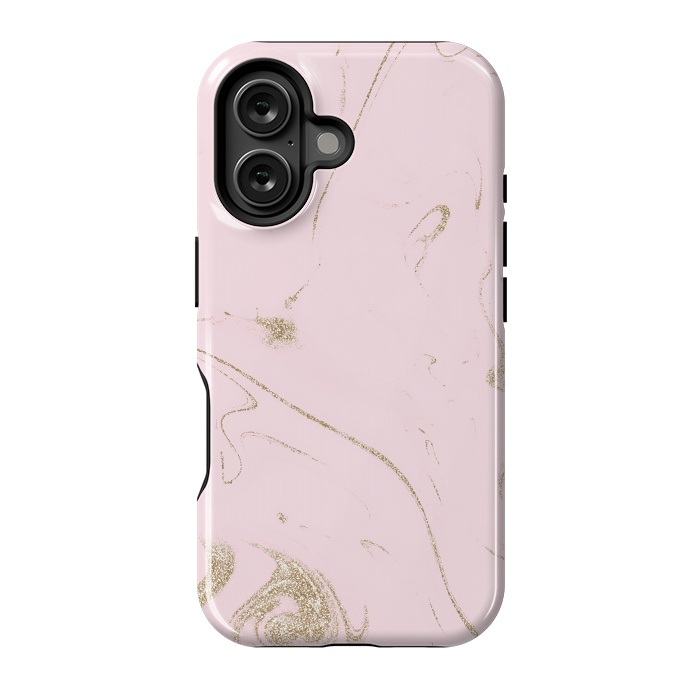 iPhone 16 StrongFit Luxe gold and blush marble image by InovArts