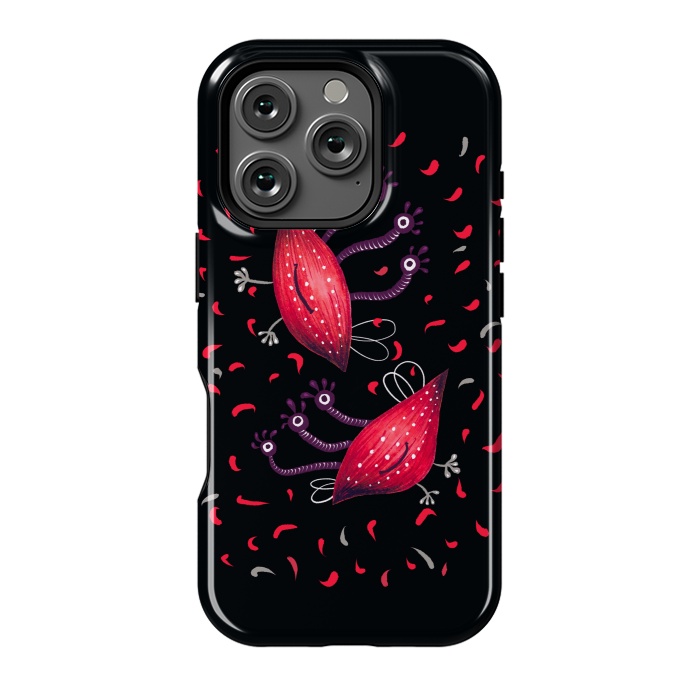 iPhone 16 Pro StrongFit Cute Funny Red Three Eyed Cartoon Aliens by Boriana Giormova