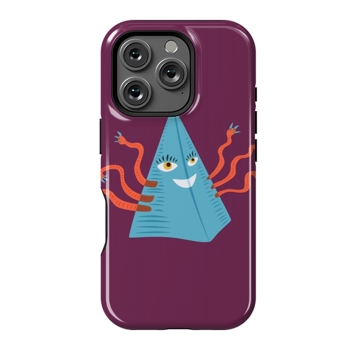 iPhone 16 Pro StrongFit Weird Blue Alien Pyramid Character With Tentacles by Boriana Giormova