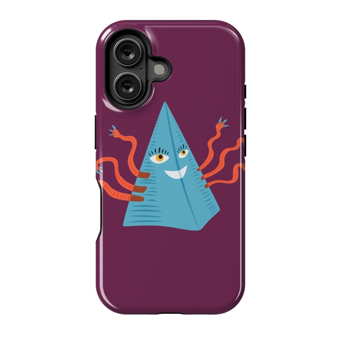 iPhone 16 StrongFit Weird Blue Alien Pyramid Character With Tentacles by Boriana Giormova