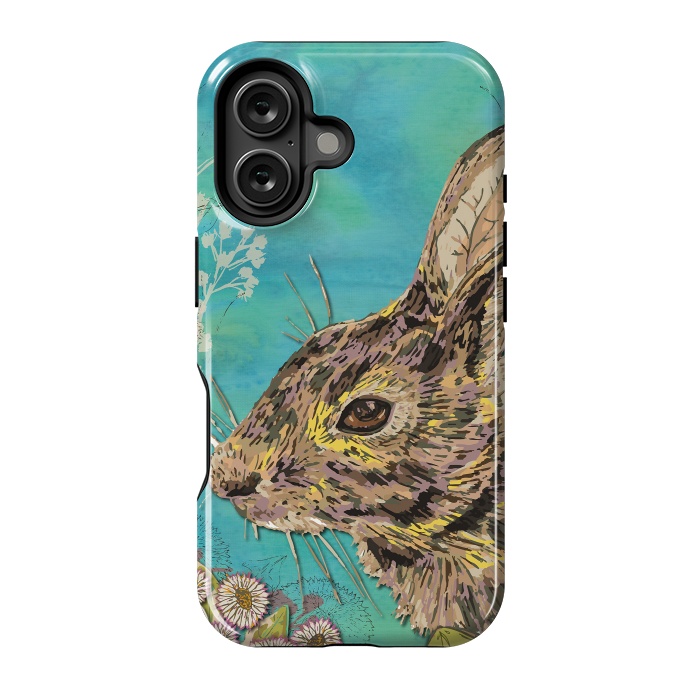 iPhone 16 StrongFit Rabbit and Daisies by Lotti Brown