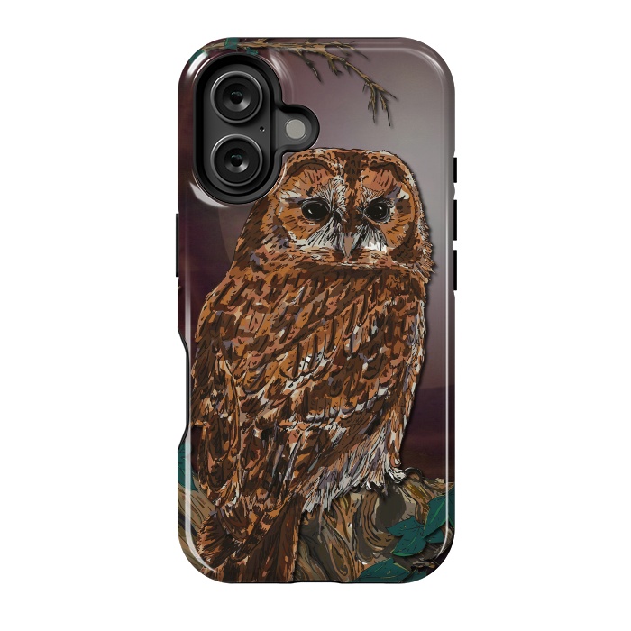 iPhone 16 StrongFit Tawny Owl - Mistress of the Night by Lotti Brown