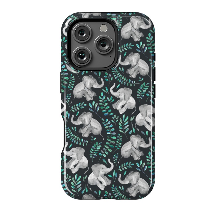 iPhone 16 Pro StrongFit Laughing Baby Elephants by Micklyn Le Feuvre