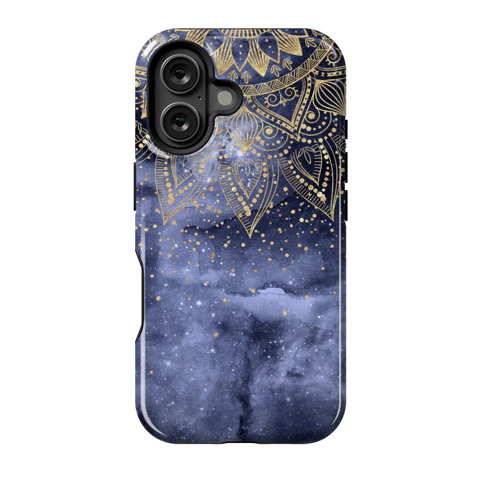 iPhone 16 StrongFit whimsical gold mandala confetti design by InovArts