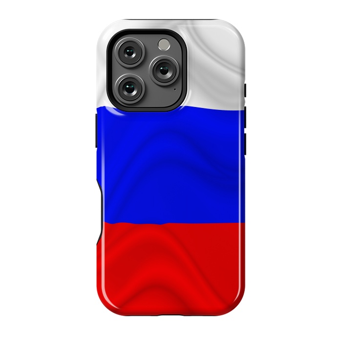 iPhone 16 Pro StrongFit Russia Waving Flag Digital Silk Satin Fabric by BluedarkArt