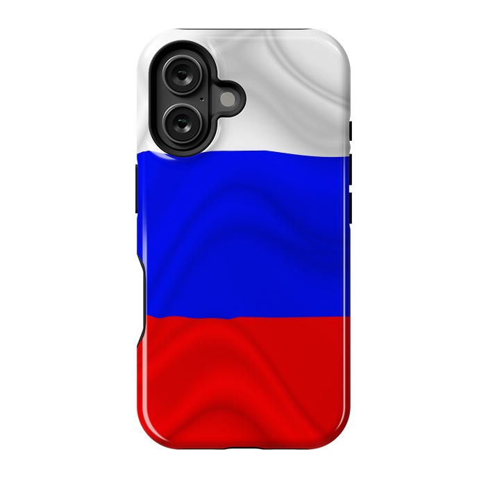 iPhone 16 StrongFit Russia Waving Flag Digital Silk Satin Fabric by BluedarkArt