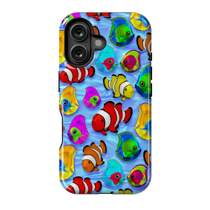 iPhone 16 StrongFit Tropical Colorful Fish Pattern by BluedarkArt