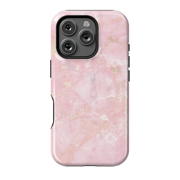 iPhone 16 Pro StrongFit Delicate Rose Gold Metal on Light Pink Marble by  Utart