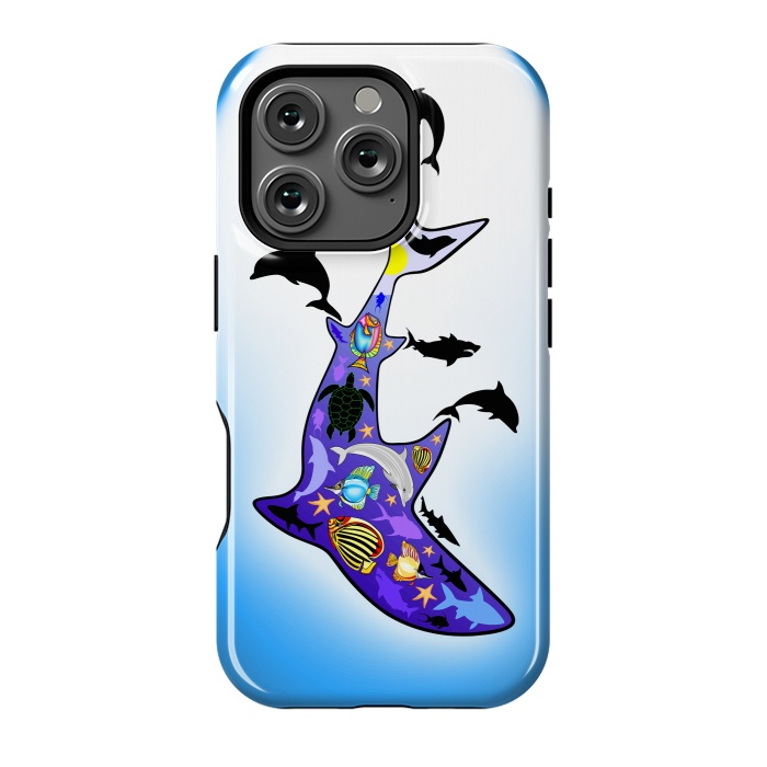 iPhone 16 Pro StrongFit Shark MarineLife Scenery Patterned by BluedarkArt