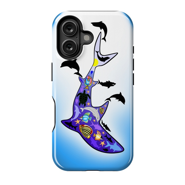 iPhone 16 StrongFit Shark MarineLife Scenery Patterned by BluedarkArt