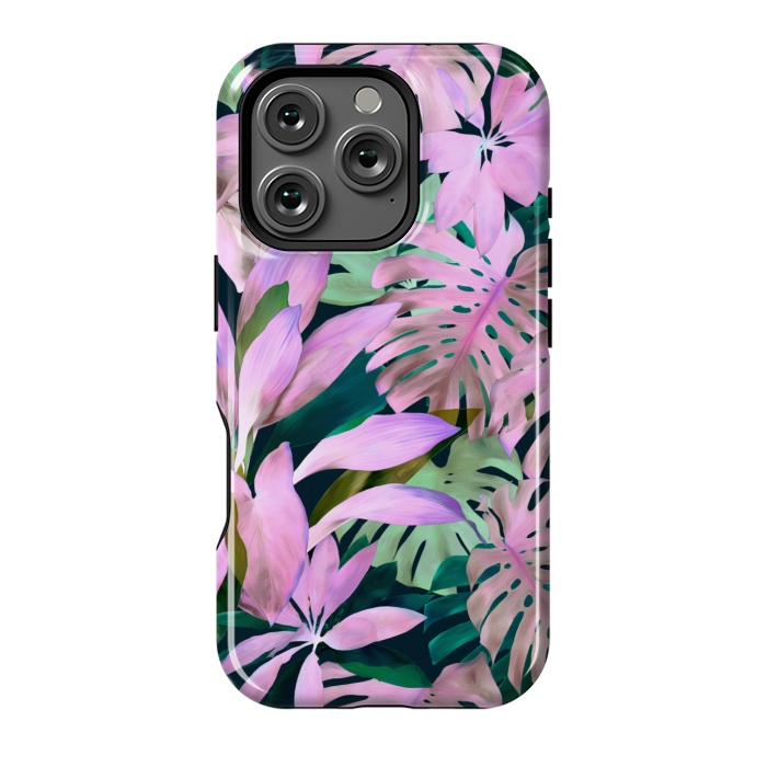 iPhone 16 Pro StrongFit Tropical Night Magenta Jungle by Micklyn Le Feuvre