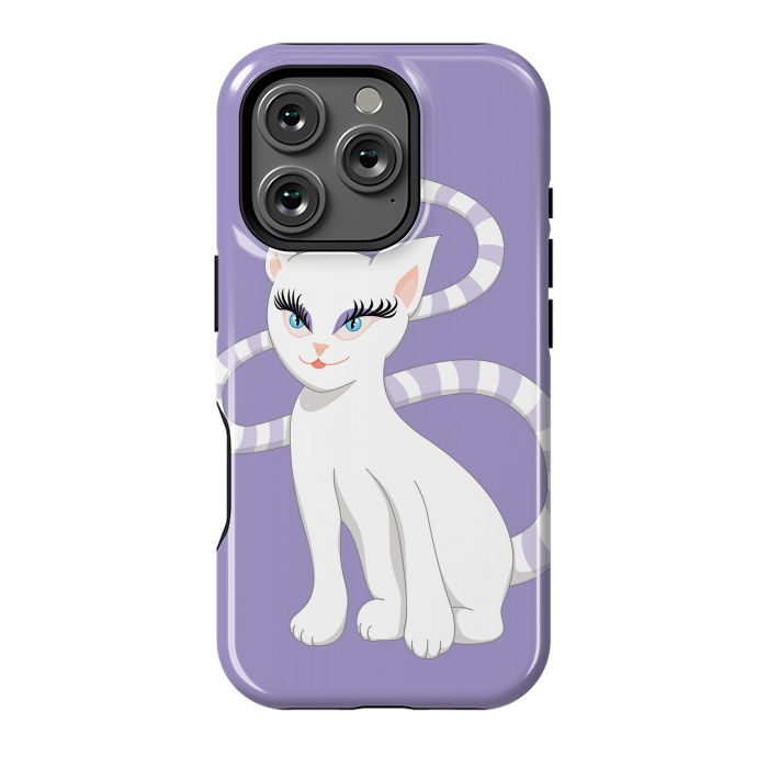 iPhone 16 Pro StrongFit Beautiful Cartoon Cute White Cat by Boriana Giormova