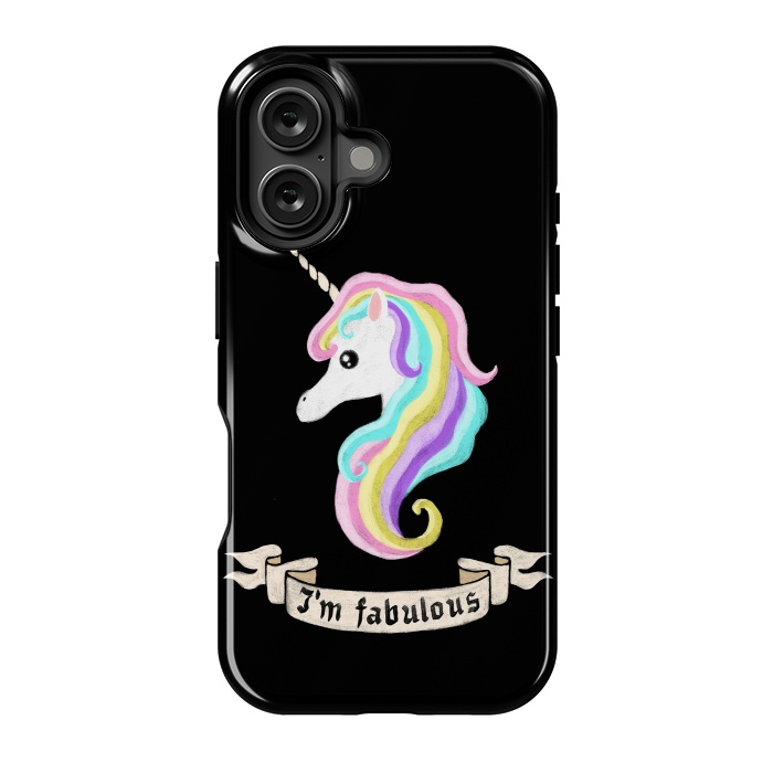 iPhone 16 StrongFit Fabulous unicorn by Laura Nagel