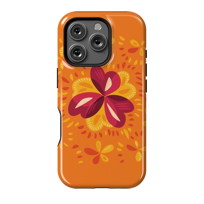 iPhone 16 Pro StrongFit Abstract Clovers In Pink Yellow And Orange by Boriana Giormova