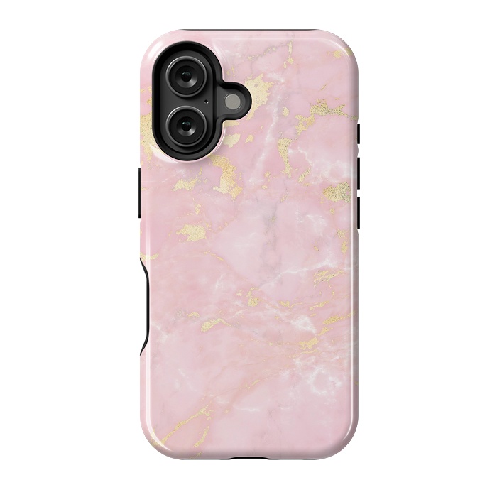 iPhone 16 StrongFit Metal Gold on Tender Pink Marble by  Utart