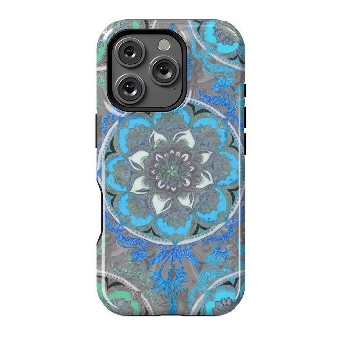 iPhone 16 Pro StrongFit Mint Green, Blue & Aqua Super Boho Medallions by Micklyn Le Feuvre