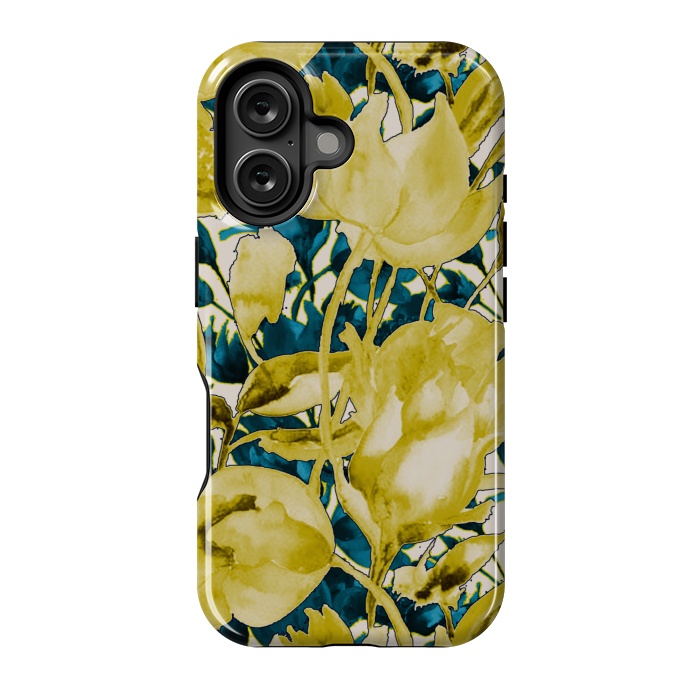 iPhone 16 StrongFit Yellow watercolour floral by Kashmira Baheti