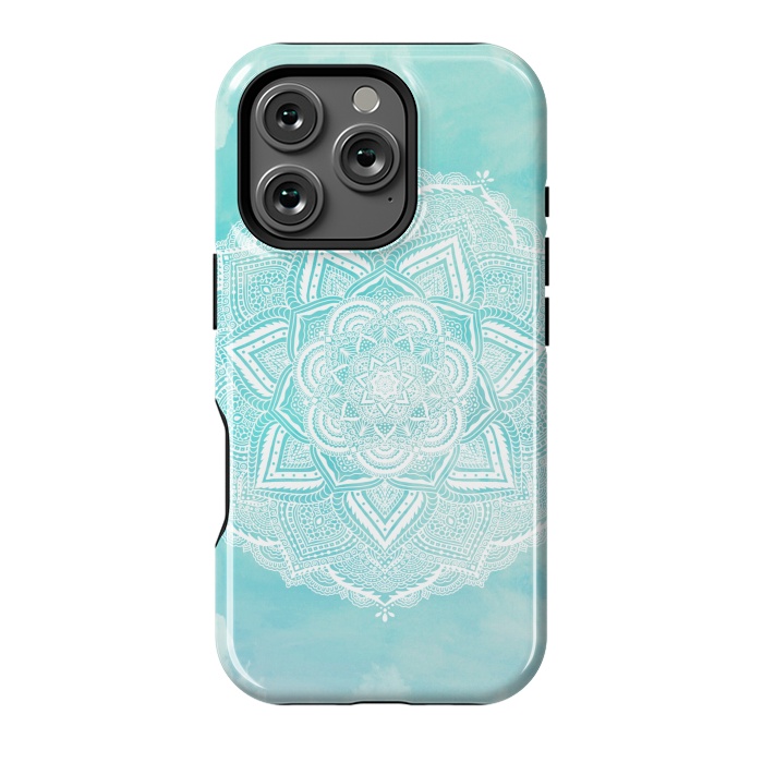 iPhone 16 Pro StrongFit Mandala flower turquoise by Jms