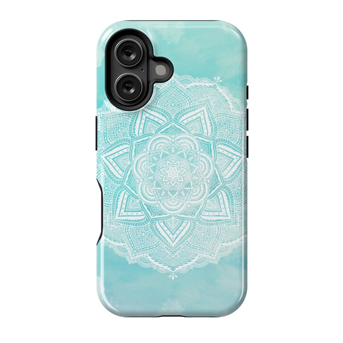 iPhone 16 StrongFit Mandala flower turquoise by Jms