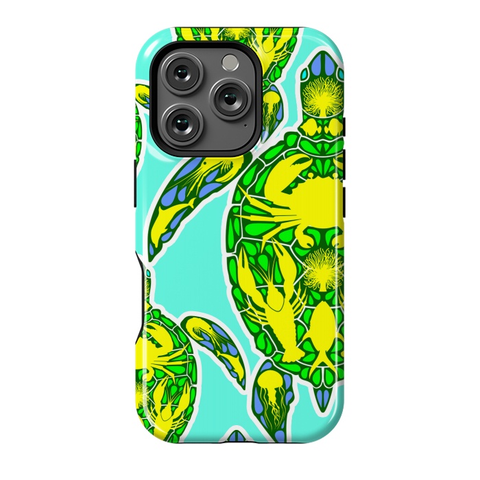 iPhone 16 Pro StrongFit Sea Turtle Reef Marine Life Abstract Symbol Tattoo Style  by BluedarkArt