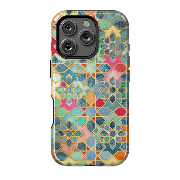 iPhone 16 Pro StrongFit Gilt & Glory - Colorful Moroccan Mosaic by Micklyn Le Feuvre