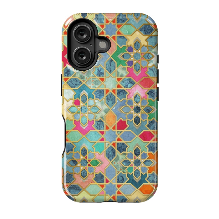 iPhone 16 StrongFit Gilt & Glory - Colorful Moroccan Mosaic by Micklyn Le Feuvre