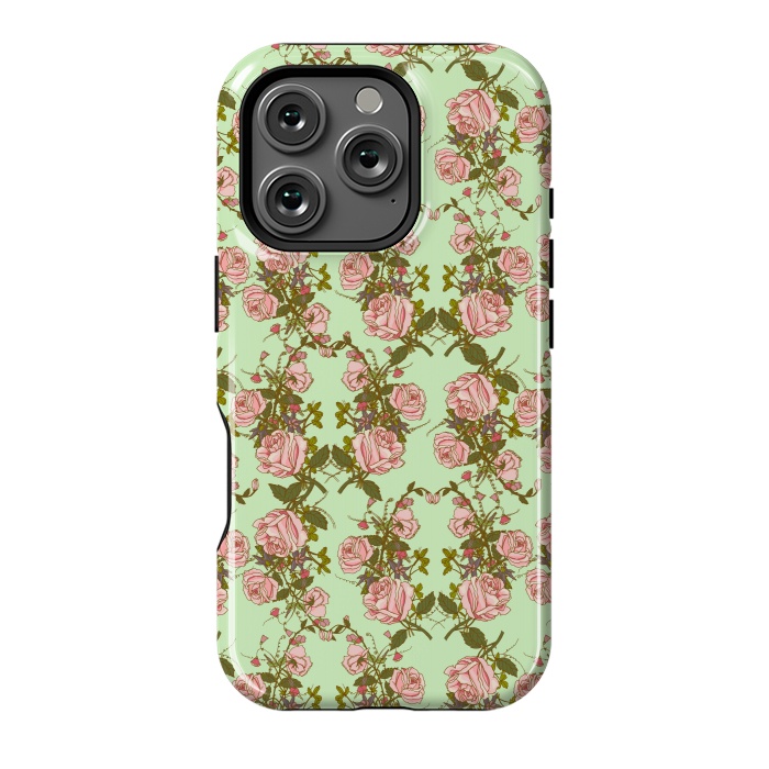 iPhone 16 Pro StrongFit Vintage Rosy Floral by Quirk It Up