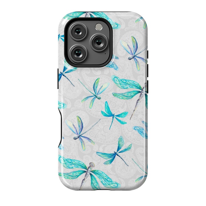 iPhone 16 Pro StrongFit Dragonflies on Paisley by gingerlique