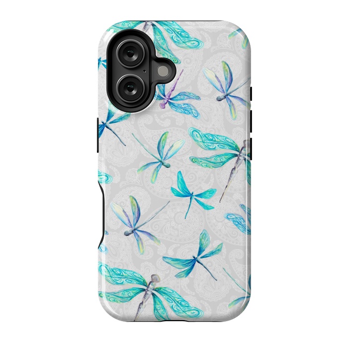 iPhone 16 StrongFit Dragonflies on Paisley by gingerlique